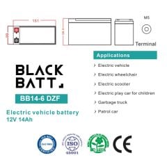 12V 14AH JEL AKÜ, BLACKBATT 2024