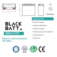 12V 24AH JEL AKÜ, BLACKBATT 2024